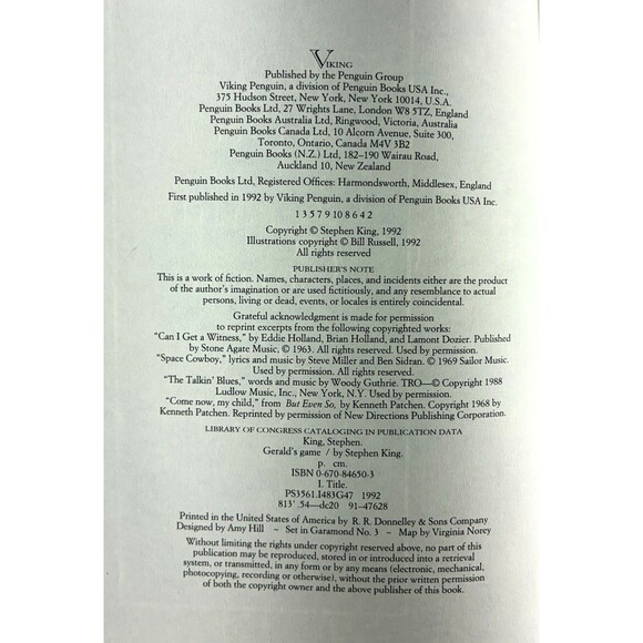 Stephen King Gerald's Game Vintage 1992 First Edition Hardback - Picture 4 of 9